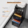 imageVINGLI 3Drawer File Cabinet with Lock Wood Rolling Filing Cabinets for Home Office Mobile Printer Stand Under Desk File Organizer for Letter Sized Files 26quot HCaster Included OakClassic Black