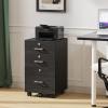 imageVINGLI 3Drawer File Cabinet with Lock Wood Rolling Filing Cabinets for Home Office Mobile Printer Stand Under Desk File Organizer for Letter Sized Files 26quot HCaster Included OakClassic Black