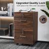 imageVINGLI 3Drawer File Cabinet with Lock Wood Rolling Filing Cabinets for Home Office Mobile Printer Stand Under Desk File Organizer for Letter Sized Files 26quot HCaster Included OakDark Brown