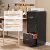 imageVINGLI 3Drawer File Cabinet with Lock Wood Rolling Filing Cabinets for Home Office Mobile Printer Stand Under Desk File Organizer for Letter Sized Files 26quot HCaster Included OakClassic Black