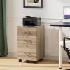 imageVINGLI 3Drawer File Cabinet with Lock Wood Rolling Filing Cabinets for Home Office Mobile Printer Stand Under Desk File Organizer for Letter Sized Files 26quot HCaster Included OakOak
