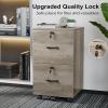 imageVINGLI 3Drawer File Cabinet with Lock Wood Rolling Filing Cabinets for Home Office Mobile Printer Stand Under Desk File Organizer for Letter Sized Files 26quot HCaster Included OakRustic Gray
