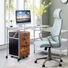 imageVINGLI 3Drawer File Cabinet with Lock Wood Rolling Filing Cabinets for Home Office Mobile Printer Stand Under Desk File Organizer for Letter Sized Files 26quot HCaster Included OakRustic Brown  Black