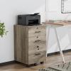 imageVINGLI 3Drawer File Cabinet with Lock Wood Rolling Filing Cabinets for Home Office Mobile Printer Stand Under Desk File Organizer for Letter Sized Files 26quot HCaster Included OakRustic Gray