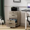 imageVINGLI 3Drawer File Cabinet with Lock Wood Rolling Filing Cabinets for Home Office Mobile Printer Stand Under Desk File Organizer for Letter Sized Files 26quot HCaster Included OakRustic Gray