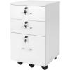 imageVINGLI 3Drawer File Cabinet with Lock Wood Rolling Filing Cabinets for Home Office Mobile Printer Stand Under Desk File Organizer for Letter Sized Files 26quot HCaster Included OakClassic White