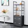 imageVINGLI 657quot H 2 Drawer File Cabinet with Lock FreestandingRolling File Cabinets for Home Office Wood File Cabinet with Shelves Compatible with Both Letter and Legal Size Folders Rustic BrownBlack