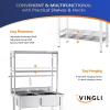 imageVINGLI 67quot 2Compartment Commercial Sink with Shelves Over ampamp Drying Rack Underneath 304 Stainless Steel Sink Double Basin with Drain for Restaurant Freestanding Utility Sink for Laundry Room Garage