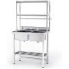 imageVINGLI 67quot 2Compartment Commercial Sink with Shelves Over ampamp Drying Rack Underneath 304 Stainless Steel Sink Double Basin with Drain for Restaurant Freestanding Utility Sink for Laundry Room Garage