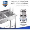 imageVINGLI 67quot 2Compartment Commercial Sink with Shelves Over ampamp Drying Rack Underneath 304 Stainless Steel Sink Double Basin with Drain for Restaurant Freestanding Utility Sink for Laundry Room Garage