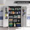 imageVINGLI 72 Tall Garage Storage Cabinet Metal Storage Cabinet with Wheels Locking Doors and Adjustable Shelves Black ampamp Silver 32W x 16D x 72HBlack  Silver