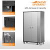 imageVINGLI 72 Tall Garage Storage Cabinet Metal Storage Cabinet with Wheels Locking Doors and Adjustable Shelves Black ampamp Silver 32W x 16D x 72HBlack  Silver