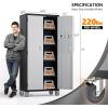 imageVINGLI 72 Tall Garage Storage Cabinet Metal Storage Cabinet with Wheels Locking Doors and Adjustable Shelves Black ampamp Silver 32W x 16D x 72HBlack  Silver