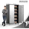 imageVINGLI 72 Tall Garage Storage Cabinet Metal Storage Cabinet with Wheels Locking Doors and Adjustable Shelves Black ampamp Silver 32W x 16D x 72HBlack  Silver