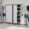 imageVINGLI 72 Tall Garage Storage Cabinet Metal Storage Cabinet with Wheels Locking Doors and Adjustable Shelves Black ampamp Silver 32W x 16D x 72HBlack  Silver