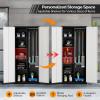 imageVINGLI 72 Tall Garage Storage Cabinet Metal Storage Cabinet with Wheels Locking Doors and Adjustable Shelves Black ampamp Silver 32W x 16D x 72HBlack  Gray