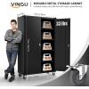 imageVINGLI 72 Tall Garage Storage Cabinet Metal Storage Cabinet with Wheels Locking Doors and Adjustable Shelves Black ampamp Silver 32W x 16D x 72HBlack