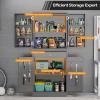 imageVINGLI 72 Tall Garage Storage Cabinet Metal Storage Cabinet with Wheels Locking Doors and Adjustable Shelves Black ampamp Silver 32W x 16D x 72HBlack
