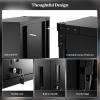 imageVINGLI 72 Tall Garage Storage Cabinet Metal Storage Cabinet with Wheels Locking Doors and Adjustable Shelves Black ampamp Silver 32W x 16D x 72HBlack