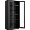 imageVINGLI 72 Tall Garage Storage Cabinet Metal Storage Cabinet with Wheels Locking Doors and Adjustable Shelves Black ampamp Silver 32W x 16D x 72HBlack