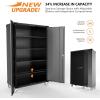 imageVINGLI 72 Tall Garage Storage Cabinet Metal Storage Cabinet with Wheels Locking Doors and Adjustable Shelves Black ampamp Silver 32W x 16D x 72HBlack