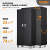 imageVINGLI 72 Tall Garage Storage Cabinet Metal Storage Cabinet with Wheels Locking Doors and Adjustable Shelves Black ampamp Silver 32W x 16D x 72HBlack