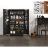 imageVINGLI 72 Tall Garage Storage Cabinet Metal Storage Cabinet with Wheels Locking Doors and Adjustable Shelves Black ampamp Silver 32W x 16D x 72HBlack