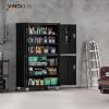 imageVINGLI 72 Tall Garage Storage Cabinet Metal Storage Cabinet with Wheels Locking Doors and Adjustable Shelves Black ampamp Silver 32W x 16D x 72HBlack