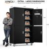 imageVINGLI 72 Tall Garage Storage Cabinet Metal Storage Cabinet with Wheels Locking Doors and Adjustable Shelves Black ampamp Silver 32W x 16D x 72HBlack