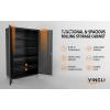 imageVINGLI 72 Tall Garage Storage Cabinet Metal Storage Cabinet with Wheels Locking Doors and Adjustable Shelves Black ampamp Silver 32W x 16D x 72HBlack
