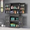 imageVINGLI 72 Tall Garage Storage Cabinet Metal Storage Cabinet with Wheels Locking Doors and Adjustable Shelves Black ampamp Silver 32W x 16D x 72HBlack