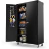 imageVINGLI 72 Tall Garage Storage Cabinet Metal Storage Cabinet with Wheels Locking Doors and Adjustable Shelves Black ampamp Silver 32W x 16D x 72HBlack