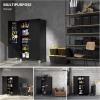imageVINGLI 72 Tall Garage Storage Cabinet Metal Storage Cabinet with Wheels Locking Doors and Adjustable Shelves Black ampamp Silver 32W x 16D x 72HBlack