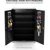 imageVINGLI 72 Tall Garage Storage Cabinet Metal Storage Cabinet with Wheels Locking Doors and Adjustable Shelves Black ampamp Silver 32W x 16D x 72HBlack