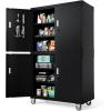 imageVINGLI 72 Tall Garage Storage Cabinet Metal Storage Cabinet with Wheels Locking Doors and Adjustable Shelves Black ampamp Silver 32W x 16D x 72HBlack
