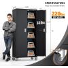 imageVINGLI 72 Tall Garage Storage Cabinet Metal Storage Cabinet with Wheels Locking Doors and Adjustable Shelves Black ampamp Silver 32W x 16D x 72HBlack