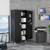 imageVINGLI 72 Tall Garage Storage Cabinet Metal Storage Cabinet with Wheels Locking Doors and Adjustable Shelves Black ampamp Silver 32W x 16D x 72HBlack