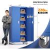 imageVINGLI 72 Tall Garage Storage Cabinet Metal Storage Cabinet with Wheels Locking Doors and Adjustable Shelves Black ampamp Silver 32W x 16D x 72HBlue