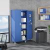 imageVINGLI 72 Tall Garage Storage Cabinet Metal Storage Cabinet with Wheels Locking Doors and Adjustable Shelves Black ampamp Silver 32W x 16D x 72HBlue