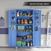 imageVINGLI 72 Tall Garage Storage Cabinet Metal Storage Cabinet with Wheels Locking Doors and Adjustable Shelves Black ampamp Silver 32W x 16D x 72HBlue