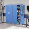 imageVINGLI 72 Tall Garage Storage Cabinet Metal Storage Cabinet with Wheels Locking Doors and Adjustable Shelves Black ampamp Silver 32W x 16D x 72HBlue
