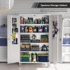 imageVINGLI 72 Tall Garage Storage Cabinet Metal Storage Cabinet with Wheels Locking Doors and Adjustable Shelves Black ampamp Silver 32W x 16D x 72HGrey