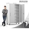imageVINGLI 72 Tall Garage Storage Cabinet Metal Storage Cabinet with Wheels Locking Doors and Adjustable Shelves Black ampamp Silver 32W x 16D x 72HGrey