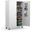 imageVINGLI 72 Tall Garage Storage Cabinet Metal Storage Cabinet with Wheels Locking Doors and Adjustable Shelves Black ampamp Silver 32W x 16D x 72HGrey