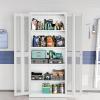 imageVINGLI 72 Tall Garage Storage Cabinet Metal Storage Cabinet with Wheels Locking Doors and Adjustable Shelves Black ampamp Silver 32W x 16D x 72HGrey