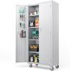 imageVINGLI 72 Tall Garage Storage Cabinet Metal Storage Cabinet with Wheels Locking Doors and Adjustable Shelves Black ampamp Silver 32W x 16D x 72HGrey