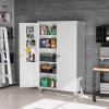 imageVINGLI 72 Tall Garage Storage Cabinet Metal Storage Cabinet with Wheels Locking Doors and Adjustable Shelves Black ampamp Silver 32W x 16D x 72HGrey