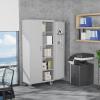 imageVINGLI 72 Tall Garage Storage Cabinet Metal Storage Cabinet with Wheels Locking Doors and Adjustable Shelves Black ampamp Silver 32W x 16D x 72HGrey