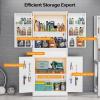 imageVINGLI 72 Tall Garage Storage Cabinet Metal Storage Cabinet with Wheels Locking Doors and Adjustable Shelves Black ampamp Silver 32W x 16D x 72HWhite