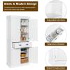 imageVINGLI 72Inch White Storage Cabinets with Drawers Freestanding Pantry Cabinets with Doors and Shelves Adjustable Wood Farmhouse Kitchen Pantry Cupboard